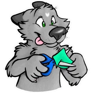 ✂️ 12d103df Cartoon, Wolf, Schere, Basteln, Tier, Niedlich telegram sticker