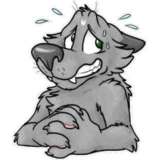 😓 1e945f78 wolf, ängstlich, schwitzend, besorgt, cartoon wolf, furry telegram sticker