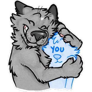 💚 40dde5cb YOU wolf, umarmung, süß, fell, tier, cartoon telegram sticker