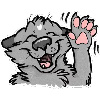 👋 663e84a1 Katze, winkend, Cartoon, Tier, freundlich, süß, Gruß telegram sticker