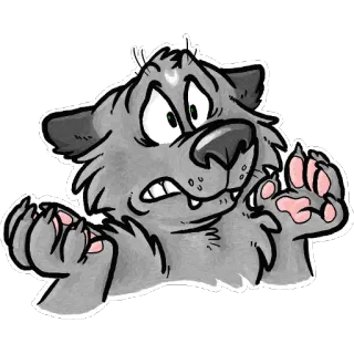 😖 77f11029 Cartoon, Sticker, Wolf, Tier, Charakter, Ängstlich, Illustration telegram sticker