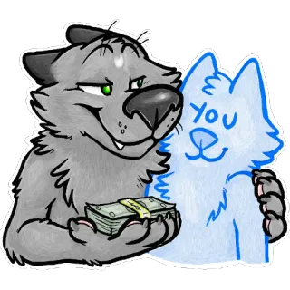 💵 85566ae0 YOU wolf, geld, cartoon, süß, sticker, tier, fell telegram sticker