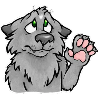 😢 a2f32e8e wolf, tier, cartoon, süß, winkend, fell telegram sticker