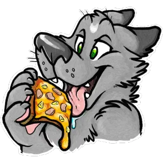 🍕 a6aad593 wolf, pizza, essen, lebensmittel, cartoon, aufkleber, säugetier, tier telegram sticker