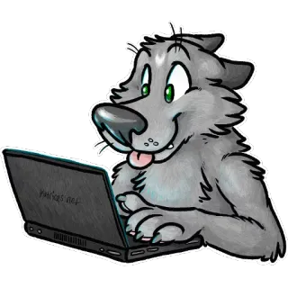 💻 a7aec203 Kiriakos.net wolf, Cartoon, Computer, Tier, lustig, Laptop, digitale Kunst telegram sticker