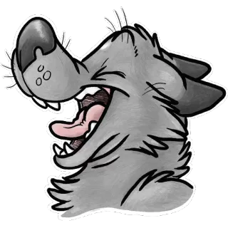 😂 d7c363d2 wolf, Cartoon, Tier, lachend, fröhlich, grau, niedlich, Aufkleber telegram sticker