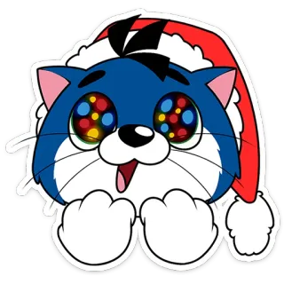 🤩 801dcb61 chat, bonnet de Noël, Noël, dessin animé, animal, festif telegram sticker