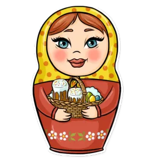 😊 68ac319b 俄罗斯套娃, 俄罗斯娃娃, 复活节, 篮子, 蛋, 蛋糕 telegram sticker
