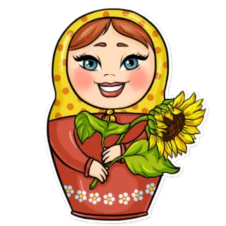 😃 7f47b1fd 套娃, 向日葵, 俄罗斯娃娃, 传统, 花, 民间艺术 telegram sticker