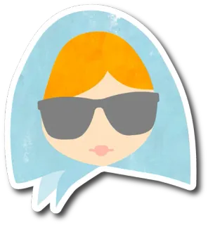 😎 7d5de8a0 woman, sunglasses, cartoon, sticker, orange hair, blue, shades telegram sticker