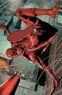 🕶 528836a1 Daredevil Сорвиголова, Marvel, супергерой, комикс персонаж, красный костюм, экшн поза telegram sticker