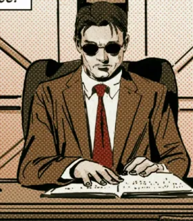 🕶 78883547 Daredevil комикс, Сорвиголова, Мэтт Мердок, слепой, шрифт Брайля telegram sticker