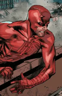 🕶 86699512 Daredevil супергерой, марвел, комикс, линчеватель, мужчина, красный костюм telegram sticker