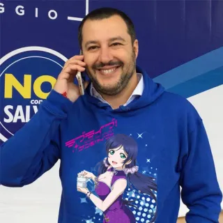 😏 3868b70b NO con Salvini サルビーニ, 政治, イタリア, 政治家 whatsapp sticker