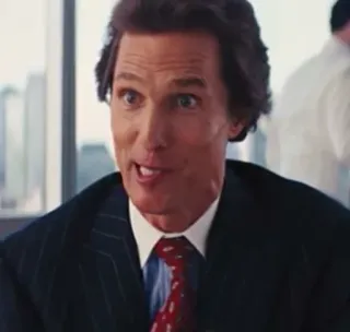 😜 1feafb0a Matthew McConaughey The Wolf of Wall Street actor, man, suit, movie, business telegram sticker