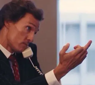 👍 807a3e92 Matthew McConaughey The Wolf of Wall Street middle finger, offensive, movie, business, telephone telegram sticker