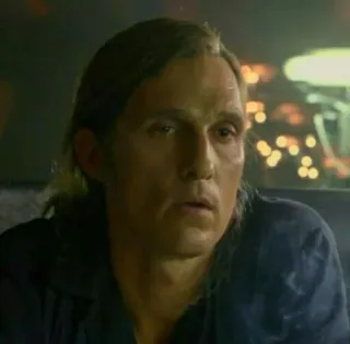 😐 95086b30 Rust Cohle True Detective detective, man, serious, contemplative, sad telegram sticker