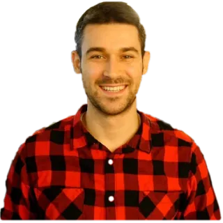 😃 0c0bcd8f портрет, мужчина, улыбающийся, кэжуал, в клетку, красный, счастливый whatsapp sticker