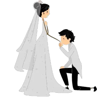 😘 380b2272 mariage, mariée, marié, romance, union, dessin animé telegram sticker