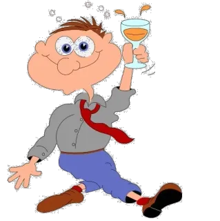 😄 76786d2d ivre, dessin animé, alcool, fête, célébration, toast, homme telegram sticker