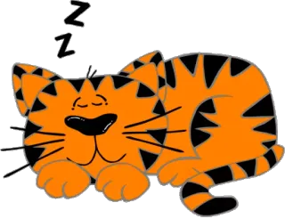 😴 8d55d40e ZZZ chat, dormir, animal, orange, tigre, dessin animé, repos telegram sticker