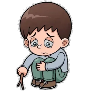 😞 a44711be garçon, triste, pleurer, bâton, dessin animé, illustration telegram sticker