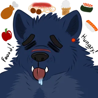🍽 9551f6d7 ケモノ, 食べ物, 擬人化, 狼, お腹が空いた whatsapp sticker