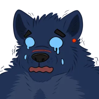 😭 9d117f23 狼, 泣く, 悲しい, 涙, アニメ, 青, 表情 whatsapp sticker