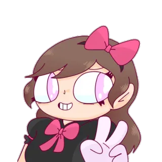 ✌️ 72ef6f77 dessin animé, personnage, fille, paix, rose, nœud telegram sticker