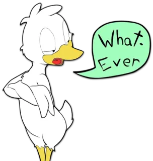 😒 b5626187 What. Ever Ente, Cartoon, Egal, Einstellung, Vogel telegram sticker