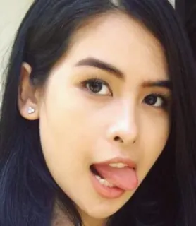 ☺️ bac2d3df donna, lingua, faccia, selfie, ritratto telegram sticker