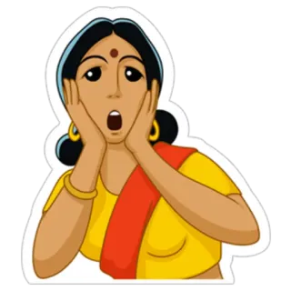 🤭 55f96692 mulher, chocada, surpresa, desenho animado, indiana, sári, expressão, medo, assustada telegram sticker