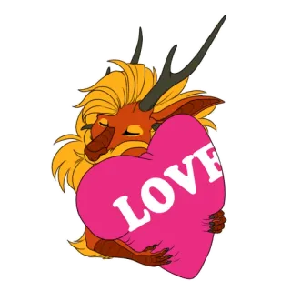 ❤ 20828dbb LOVE naga, cinta, hati, fantasi, kartun, binatang telegram sticker