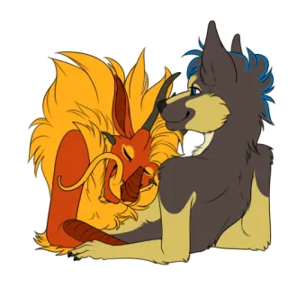 🤗 6351d3e7 Fantasi, Makhluk, Mitos, Binatang, Anjing, Naga, Furry, Ilustrasi telegram sticker