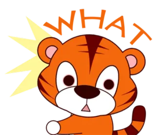 🐯 4b9299cf WHAT 老虎, 动物, 卡通, 问题, 表情, 震惊, 困惑 telegram sticker