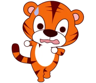 🐯 5bca3420 老虎, 卡通, 动物, 橙色, 可爱, 害怕 telegram sticker