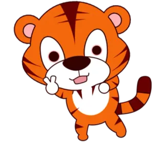 🐯 64093f84 老虎, 动物, 卡通, 可爱, 和平标志, 卡哇伊, 橙色 telegram sticker