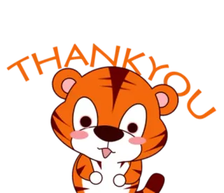 🐯 a904c670 THANKYOU 谢谢, 老虎, 可爱, 卡通, 问候, 动画 telegram sticker