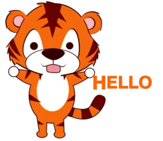 🐯 ee5333bc HELLO 老虎, 问候, 你好, 卡通, 动物, 可爱, 友好的 telegram sticker