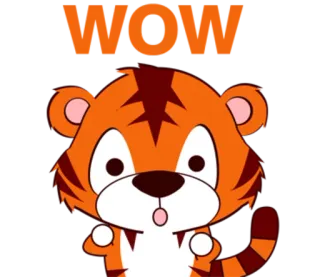 🐯 ee7c9bdb WOW 老虎, 哇, 可爱, 动物, 贴纸, 卡通, 表情, 惊喜 telegram sticker