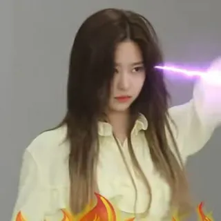 😑 734f8477 女人, 女孩, 力量, 火焰, 姿势, 肖像 telegram sticker