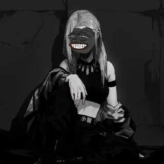 🥀 a9682448 pepe, phụ nữ, phong cách anime, thang độ xám telegram sticker