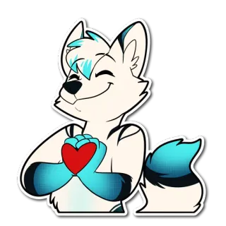 ❤ 68c187c3 lobo, corazón, amor, furry, lindo, dibujos animados telegram sticker
