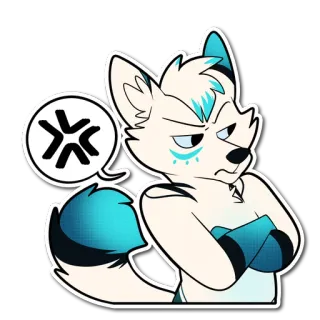 💢 6c2e8f90 enojado, furry, lobo, dibujos animados, animación, azul telegram sticker