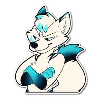 😏 cf6dda6d antropomórfico, zorro, dibujos animados, presumido, animal, blanco telegram sticker