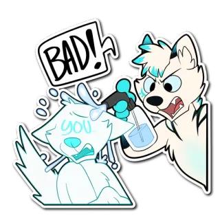 💦 f8af5ce2 BAD! lobo, enojado, botella rociadora, dibujos animados, divertido telegram sticker
