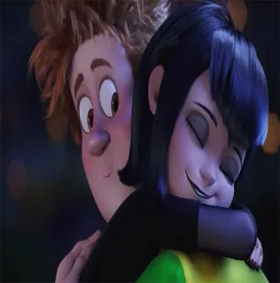 🖤 91f53548 Mavis Dracula Hotel Transylvania animato, coppia, abbraccio, amore, film, cartone animato telegram sticker