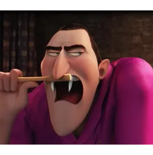 😒 9b9e548f Dracula Hotel Transylvania cartone animato, vampiro, Hotel Transylvania, spazzolino da denti, denti telegram sticker