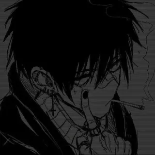 🌟 3dbc6658 动漫, 香烟, 吸烟, 黑白, 哥特, Emo telegram sticker