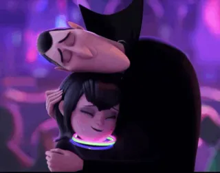 🕷 04c5bb2e Dracula Hotel Transylvania cartone animato, vampiro, mostro, padre, figlia, abbraccio, hotel whatsapp sticker